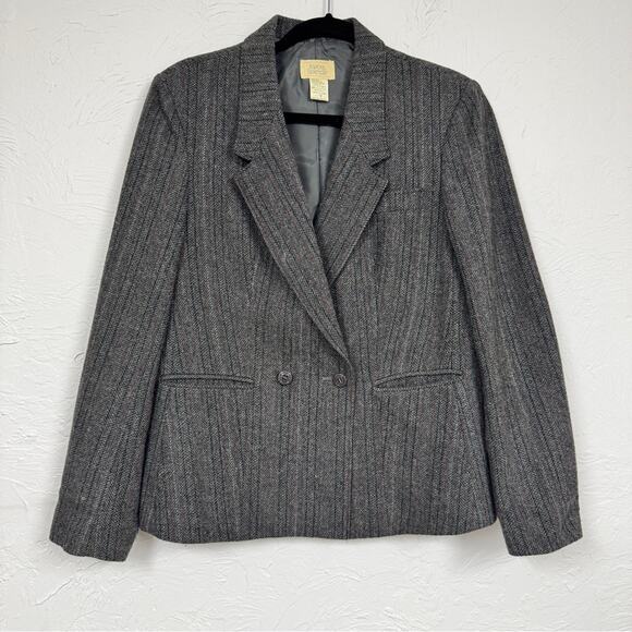 Vintage Taylor & Spenser Grey Wool Fitted Blazer Jacket Womens 9 Preppy Career - Picture 1 of 9